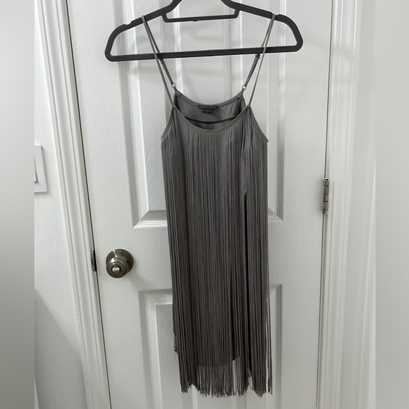Armani Exchange Silver Gray Fringe Dress Flapper S - Picture 3 of 8